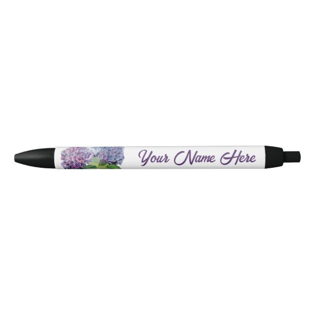 Blaue Hortensien personalisierter Stift (Vorderseite)