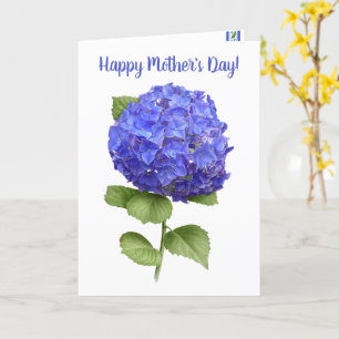 Blaue Hortensien Persönliche Blumen zum Muttertag Karte