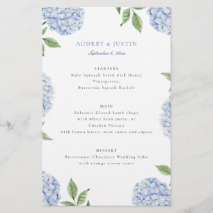Blaue Hortensien-Rand Klassisches Hochzeitspapier- Flyer