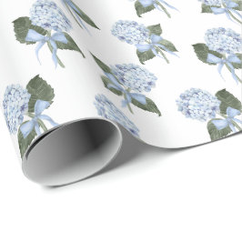 Blaue Hortensien-Schleife Geschenkpapier