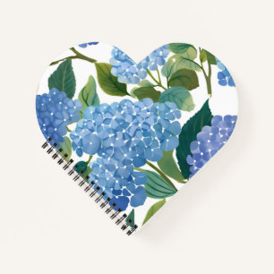 Blaue Hortensien   Schöner Blumenbusch Herz Notizbuch