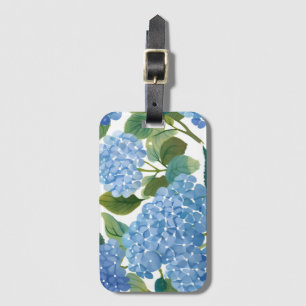 Blaue Hortensien   Schöner Blütenstrauch Gepäckanhänger