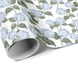 Blaue Hortensien Sommergarten Geschenkpapier