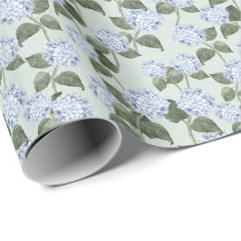 Blaue Hortensien-Sommergarten-Leinenstruktur Geschenkpapier