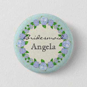 Blaue Hortensien-Spitzen-Blumen Brautjungfer-Abzei Button