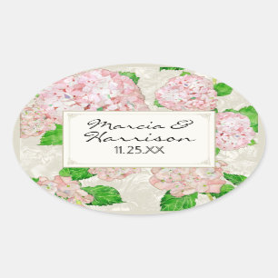 Blaue Hortensien-Spitzen-Blumen Hochzeit Formal El Ovaler Aufkleber