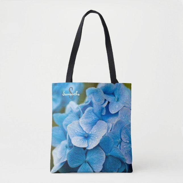 Blaue Hortensien-Tasche (Vorderseite)