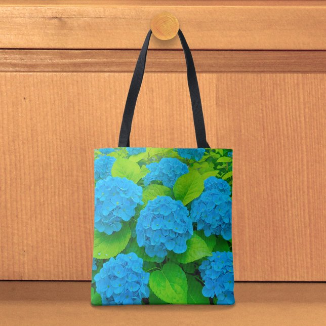 Blaue Hortensien-Tragetasche (Tote bag with blue hydrangeas)