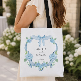 Blaue Hortensien-Wappen-Aquarell-Hochzeit
