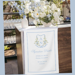 Blaue Hortensien-Wappen-Monogramm-Bar-Schild