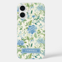 Blaue Hortensien-Wasserfarbe Monogramm