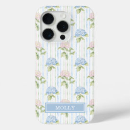 Blaue Hortensien-Wasserfarben-Gestreifte Personali Case-Mate iPhone Hülle