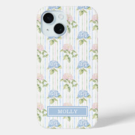 Blaue Hortensien-Wasserfarben-Gestreifte Personali Case-Mate iPhone Hülle