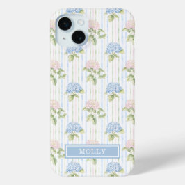 Blaue Hortensien-Wasserfarben-Gestreifte Personali Case-Mate iPhone Hülle