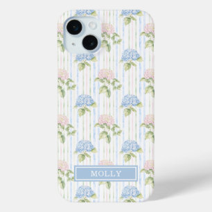 Blaue Hortensien-Wasserfarben-Gestreifte Personali Case-Mate iPhone Hülle