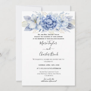 Blaue Hortensien Weiße Hochzeitseinladung Einladung