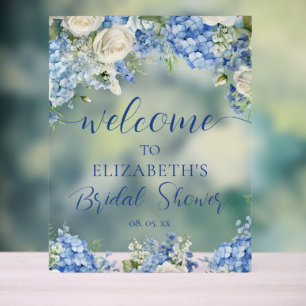Blaue Hortensien Weiße Rosen Florales Skript Willk Acrylschild