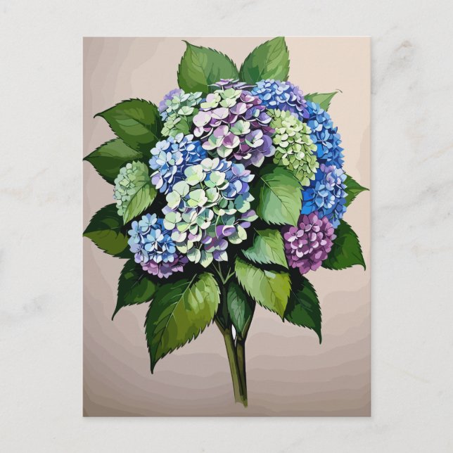 Blaue Hortensienblüte im Vintage-Stil Postkarte (Vorderseite)