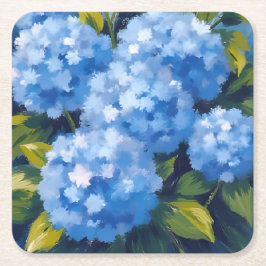 Blaue Hortensienblüten Aquarell Blumen Rechteckiger Pappuntersetzer