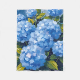 Blaue Hortensienblüten Aquarell Floral Fleecedecke