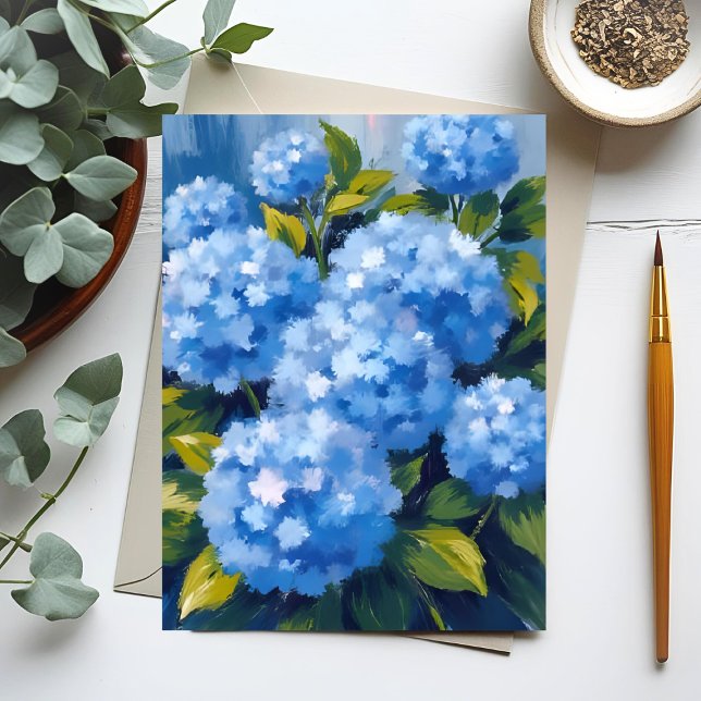 Blaue Hortensienblüten Aquarell Floral Postkarte (Von Creator hochgeladen)