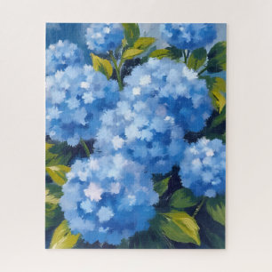 Blaue Hortensienblüten Aquarell Floral Puzzle