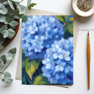 Blaue Hortensienblüten   Blumen-Aquarellmalerei Postkarte