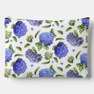 Blaue Hortensienblüten Botanische Kunst Zubehörtasche