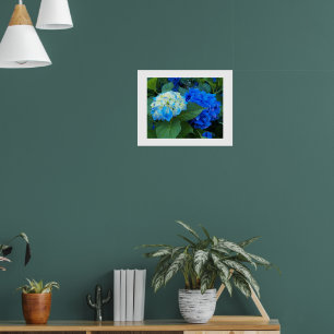 Blaue Hortensienblüten Florale Fotografie Poster