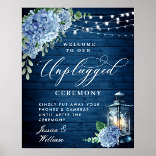 Blaue Hortensienlaterne Unplugged Hochzeitszeremon Poster