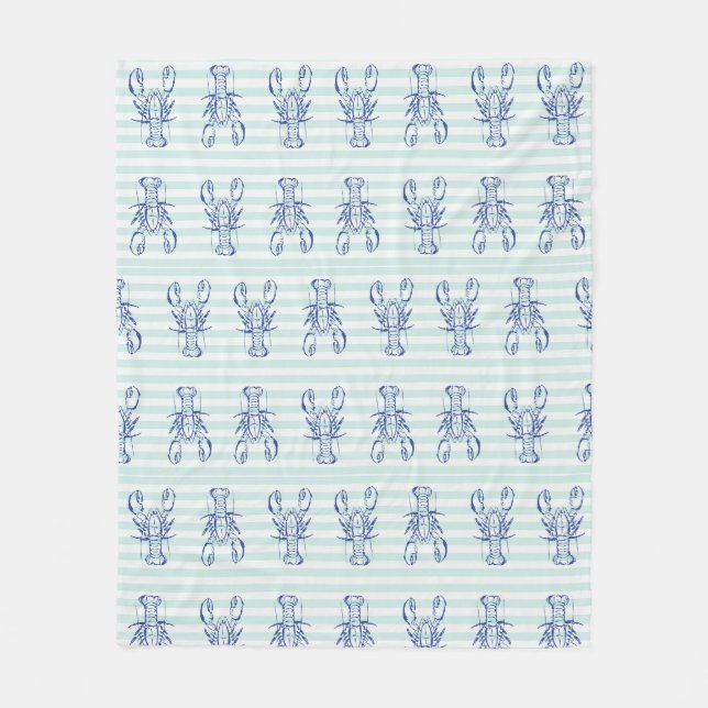 Blaue Hummer Fleecedecke (Vorderseite)