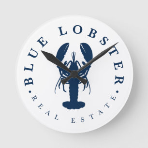 Blaue-Hummer-Immobilien-Button Runde Wanduhr