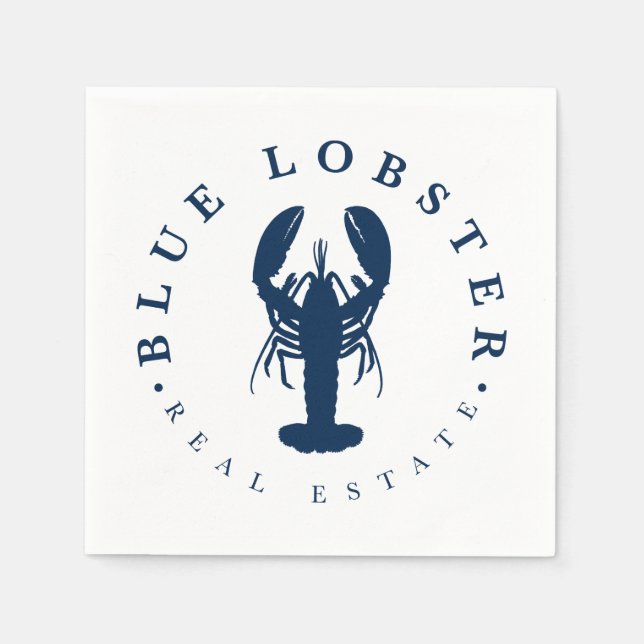 Blaue-Hummer-Immobilien-Button Serviette (Vorderseite)