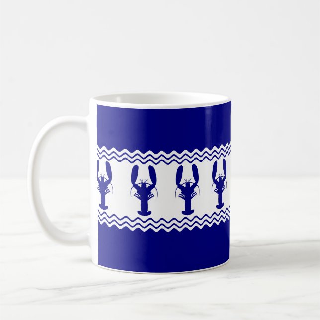 Blaue Hummer-Streifen Kaffeetasse (Links)