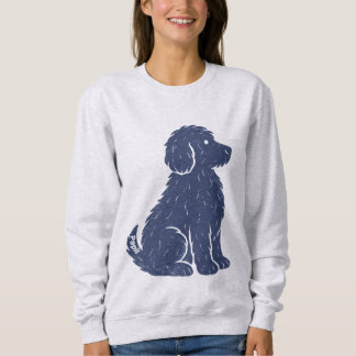 Blaue Hund-Silhouette Minimal Art Sweatshirt