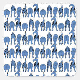 Blaue Hunde-Po-Muster Quadratischer Aufkleber