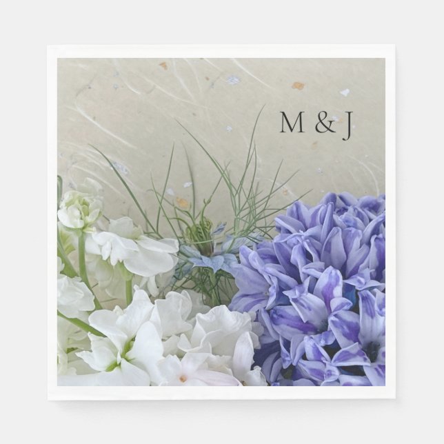 Blaue Hyazinthe mit weißen Blume Serviette (Vorderseite)