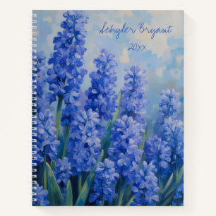 Blaue Hyazinthen-Blumen-Spiral-Journal-Notizbuch Notizbuch
