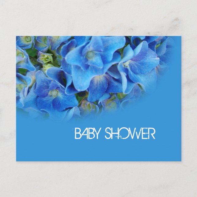 Blaue Hydrangea-Blume Babydusche Einladungspostkarte (Vorderseite)
