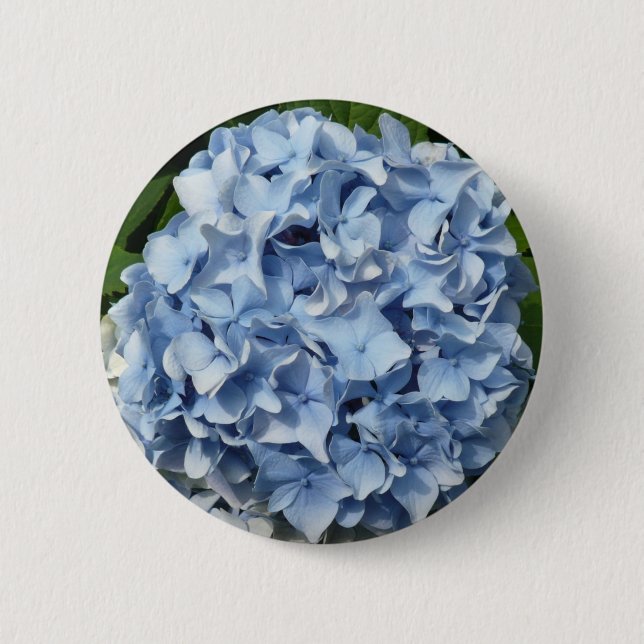 Blaue Hydrangea-Blume Button (Vorderseite)
