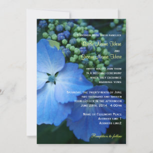 Blaue Hydrangea-Blume Hochzeit Einladung