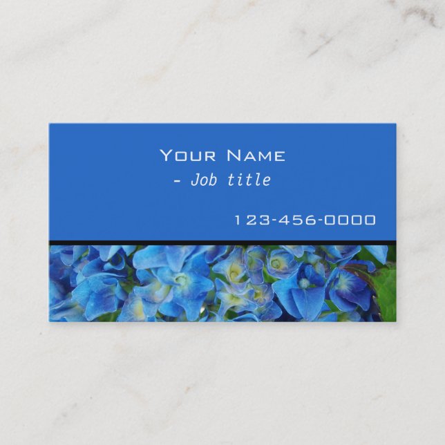 Blaue Hydrangea-Blume - moderne Visitenkarte (Vorderseite)