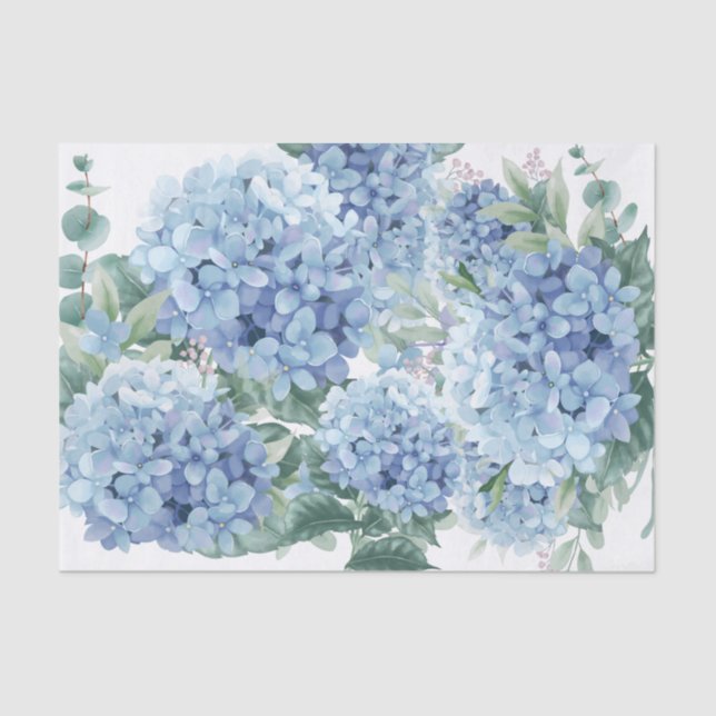 Blaue Hydrangea-Blume Seidenpapier (Vorderseite)