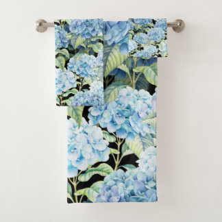 Blaue Hydrangea-Blumen Badhandtuch Set