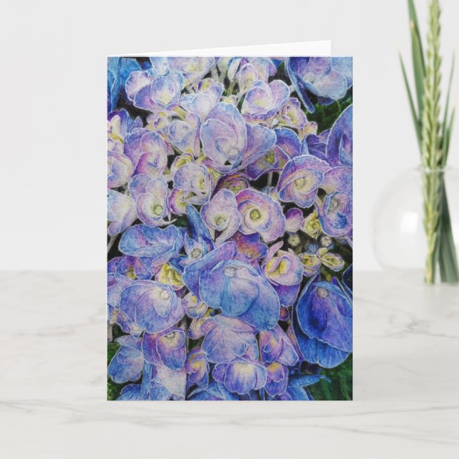 Blaue Hydrangea-Blumen-Gruß-Karten Karte (Vorderseite)
