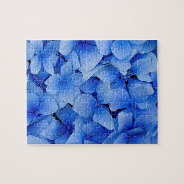 Blaue Hydrangea-Blumen Puzzle (Horizontal)