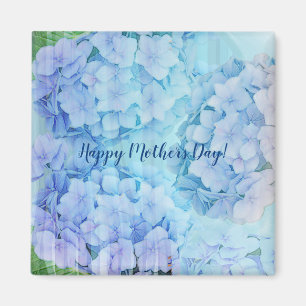 Blaue Hydrangea-Blumen und kundenspezifischer Text Magnet