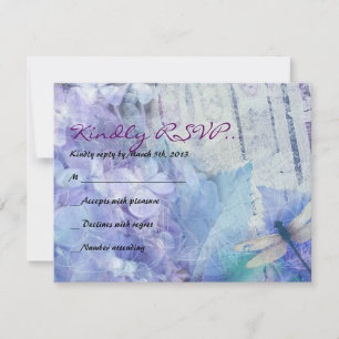 BLAUE HYDRANGEA & DRAGONFLY Bat Mitzvah Antwortkar RSVP Karte