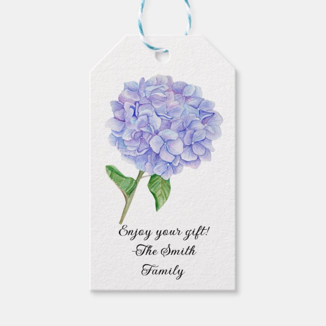 Blaue Hydrangea-Geschenk-Tags Geschenkanhänger (Vorderseite)