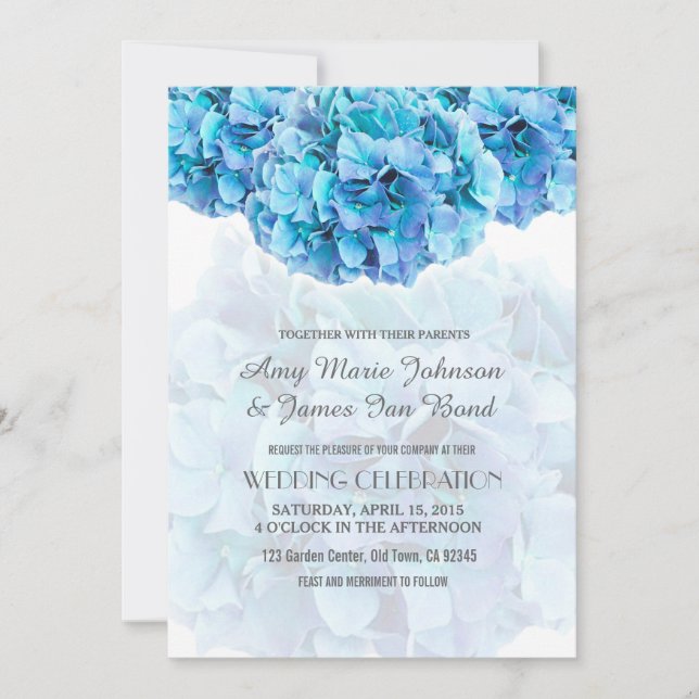 Blaue Hydrangea Hochzeit Einladungen Hydrangea3 (Vorderseite)